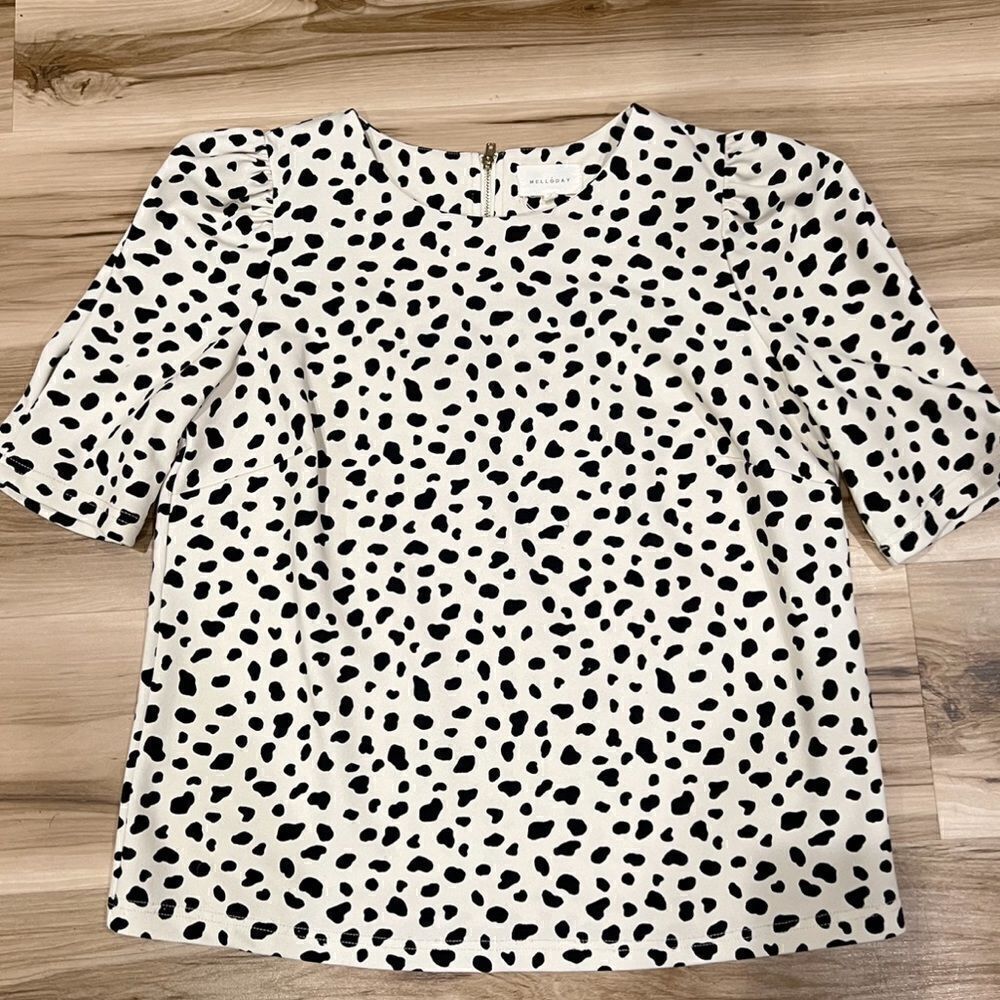 Melloday Polka Dot Cream Blouse Women’s Small